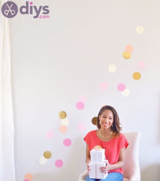 A few paper circles are enough to make a confetti wall