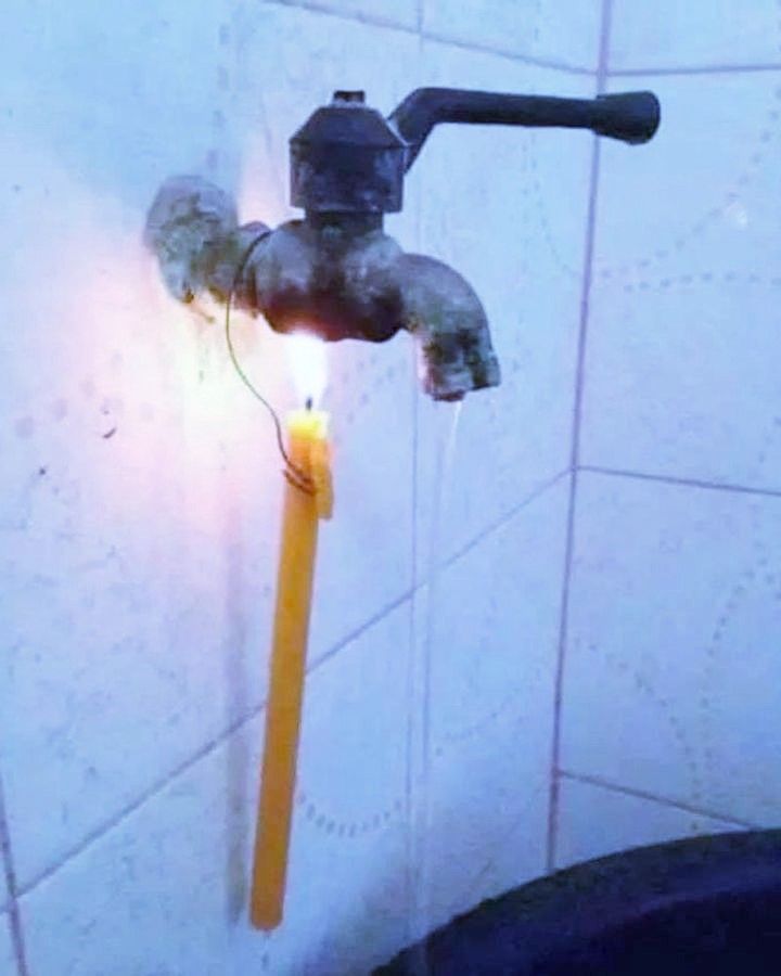 The hot water faucet