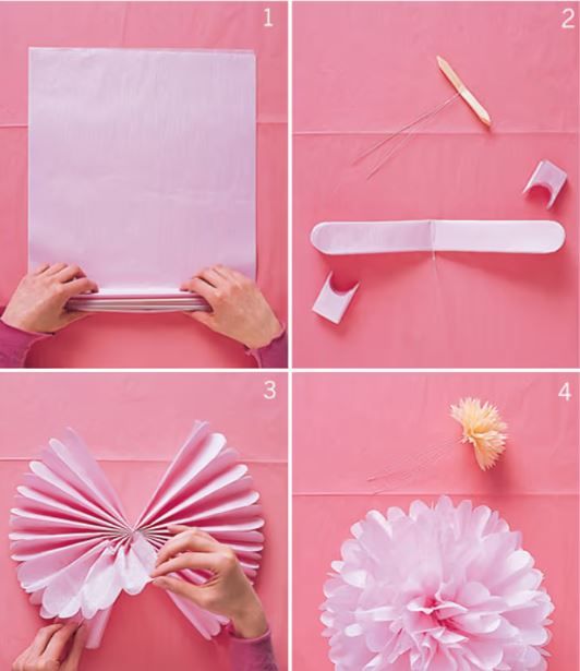 These tissue paper pompons are super easy to make