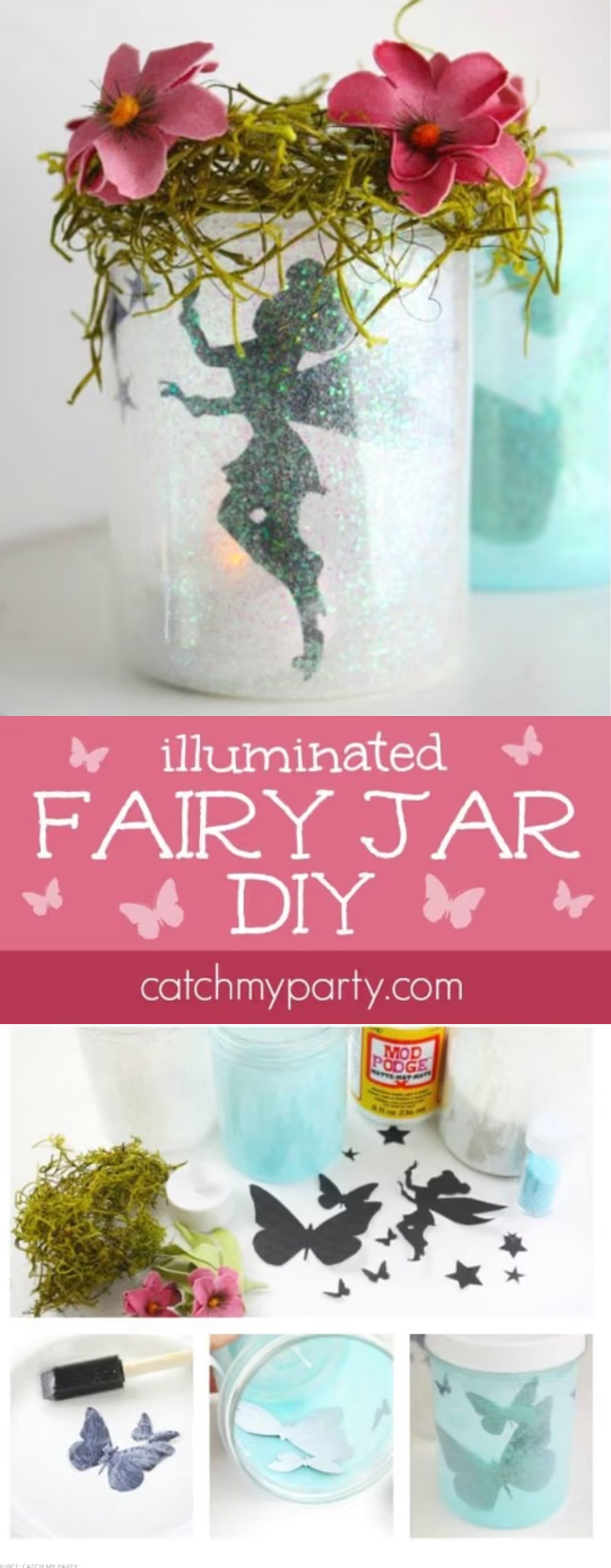 This fairy jar is a perfect centerpiece for a kids' party