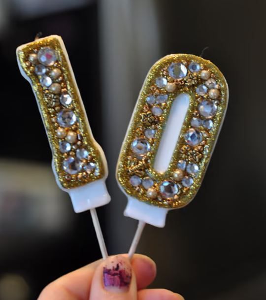 Make your own number cake topers with jewels and beads