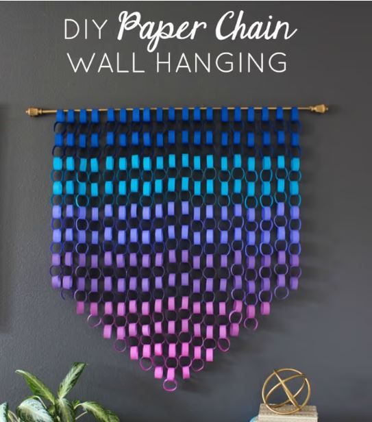 This piece of wall art is made from paper chains