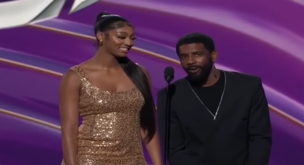 Kyrie Irving and Angel Reese 